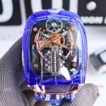 Swiss Copy Jacob and CO. Bugatti Chiron Tourbillon Blue Sapphire & Rose Gold Watches